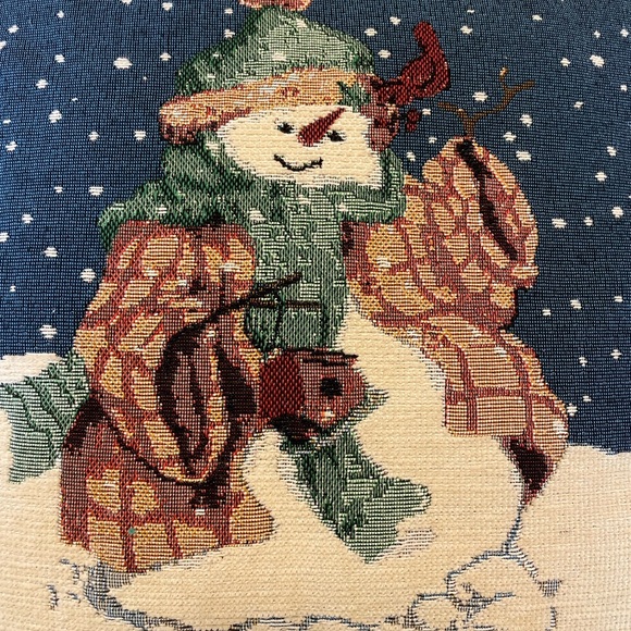 Vintage Mary Parker Snowman Tapestry Pillow - Picture 4 of 5